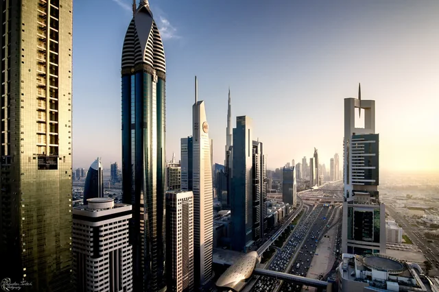 Dubai skyline overlooking Sheikh Zayed Road