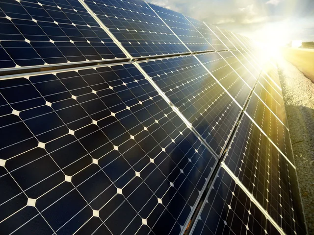 Photovoltaic solar panels collecting sunlight