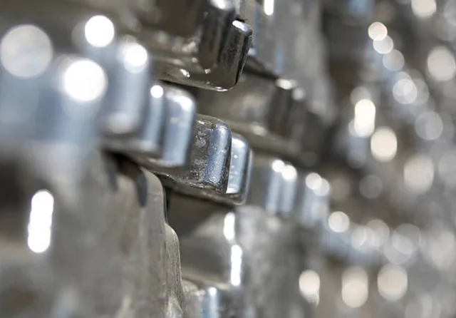 Close-up of industrial metal ingots